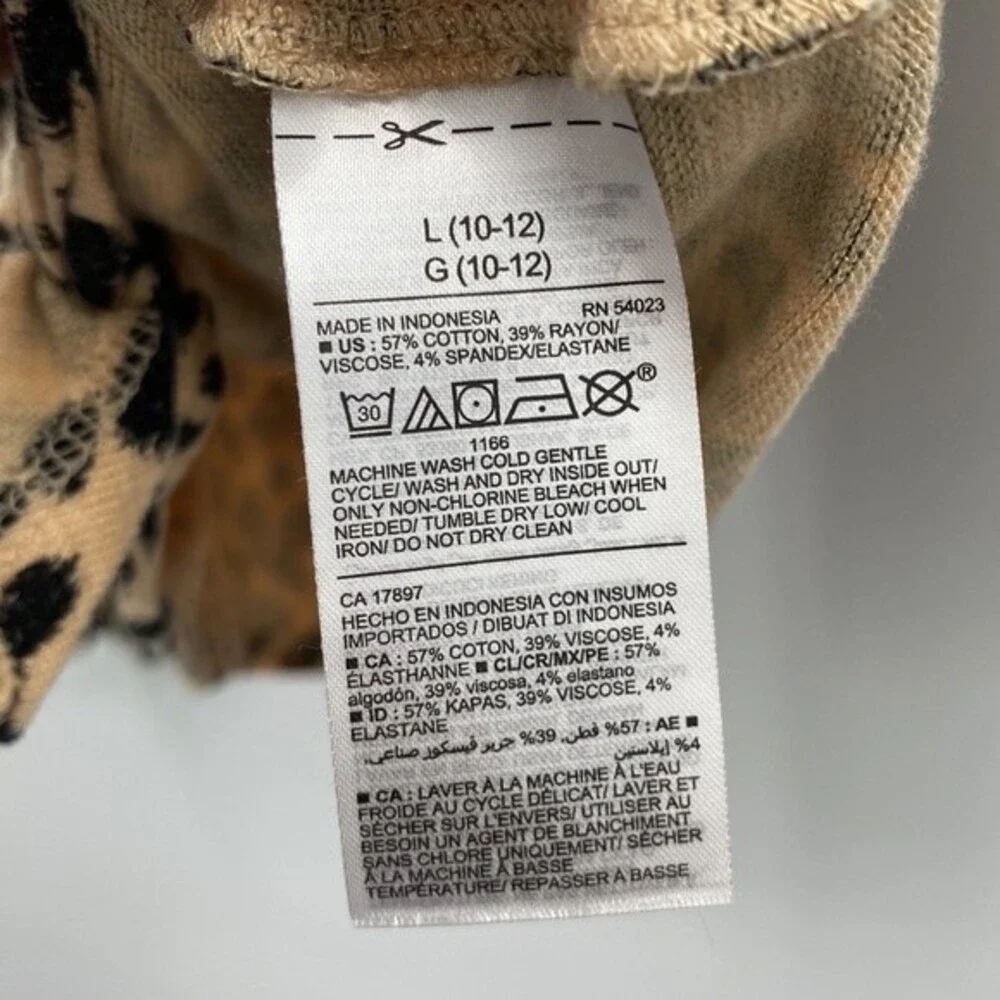 Old Navy Girls Cropped Lightweight Hoodie Sweatshirt Tie Front L 10-12 Cheetah